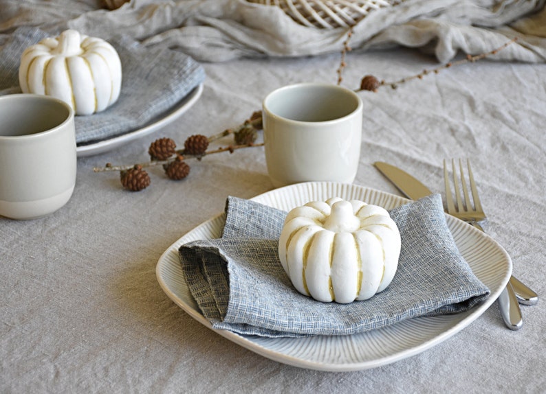 Natural linen napkins set Blue linen napkins patterned linens home table serving holiday trends provence style table decor napkins image 2