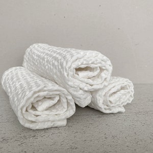 Linen waffle towels set Linen bathroom towel hand towels face linen towels off white linen guest towels spa towels baby towel image 5