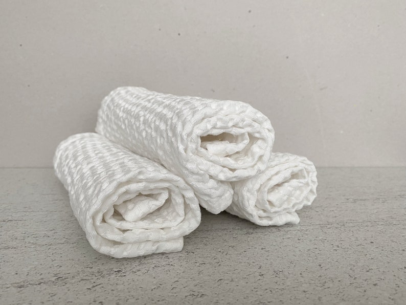 Linen waffle towels set Linen bathroom towel hand towels face linen towels off white linen guest towels spa towels baby towel image 5