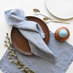 Blue linen napkins- set of napkins- table serving napkins- softened light blue napkins- kitchen napkins- dining table napkins- theme party