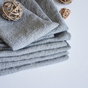 Natural linen napkins set- Blue linen napkins- patterned linens- home table serving- holiday trends- provence style- table decor napkins