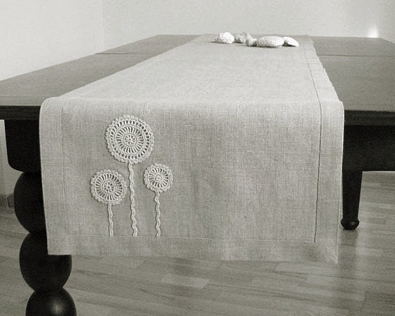 runner in lino grezzo