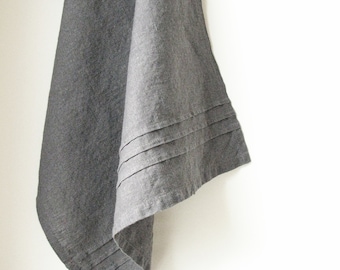 Charcoal color tea towel- dark grey linen dish towel- prewashed- softened- kitchen table linens- dishcloth -handmade gift