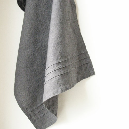 Charcoal Color Tea Towel Dark Grey Linen Dish Towel - Etsy