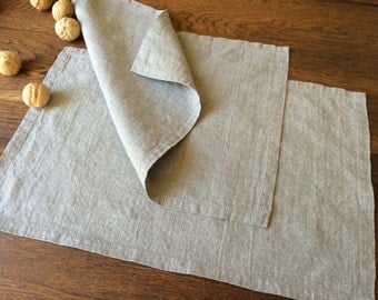 Natural linen placemat set of 2- washed linen placemat- dining table serving- kitchen favor- rustic linen - each day home and living favor