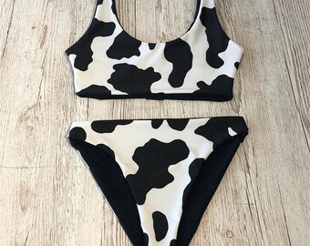 cow print swimming costume
