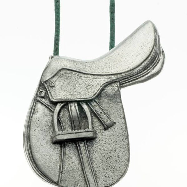 Equestrian Saddle Pewter Christmas Ornament