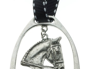 Stirrup and Horse Head Pewter Christmas Ornament