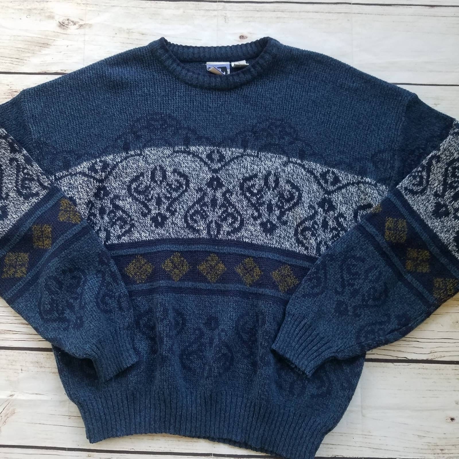 Vintage 90s Grandpa Sweater Patterned Knit Coogi Etsy