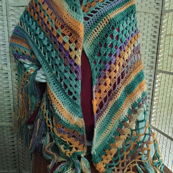 Plus Size Triangle Shawl- Victorian Mardi Gras