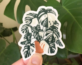 Monstera Potted Plant Sticker, Clear Sticker, 2.6 x 3 inch