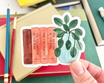 Lord of the Rings Book & Potted Plant Sticker, The Hobbit Sticker, 3 x 2.5 inch