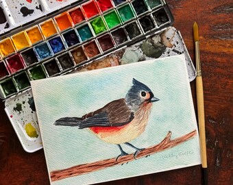 Tufted Titmouse - Fine Art Print of Watercolor Painting | 5x7 4x6 | Wall Art