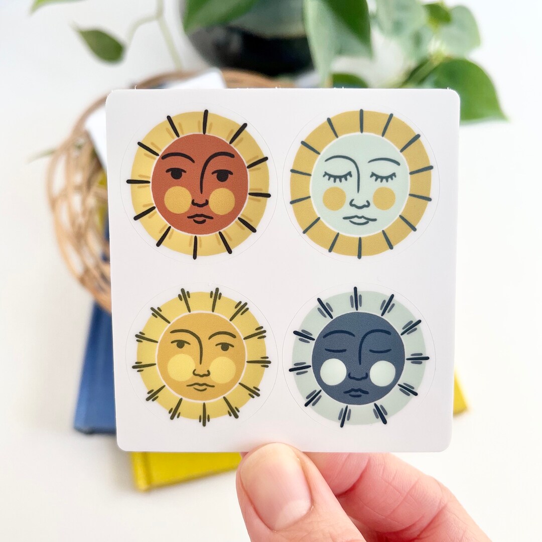 Celestial Seasons Sun and Moon 4 Sticker Sheet , 3 X 2.75 Inch Etsy