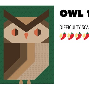 Owl 1 paper pieced quilt pattern in PDF