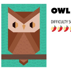 Owl 2 paper pieced quilt pattern in PDF