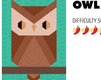Owl 2 paper pieced quilt pattern in PDF