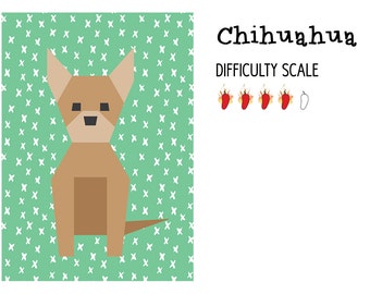 Chihuahua paper pieced quilt pattern in PDF