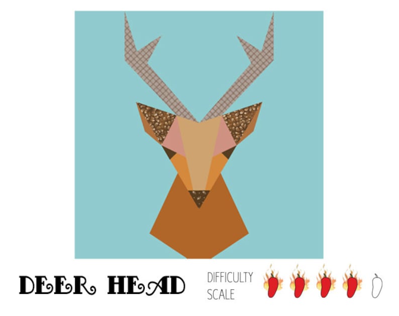 Deer Head Paper Pieced Quilt Pattern in PDF Etsy
