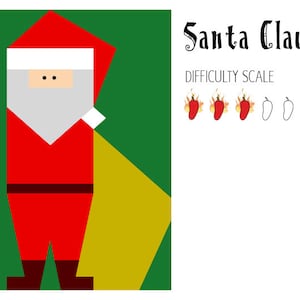 Santa Claus paper pieced quilt pattern in PDF
