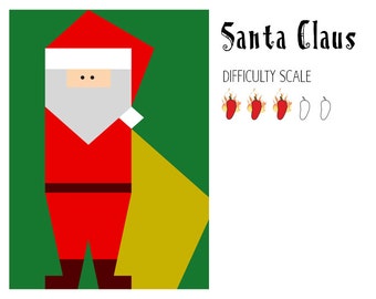 Santa Claus paper pieced quilt pattern in PDF