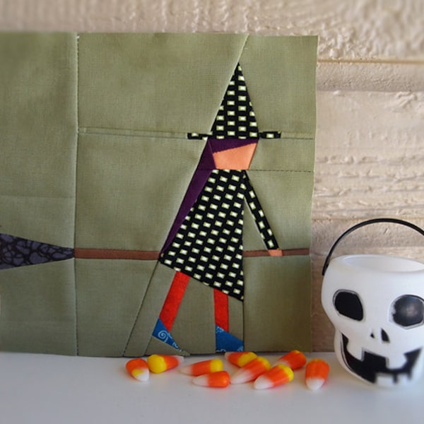 Halloween special *Witch* paper pieced quilt pattern in PDF