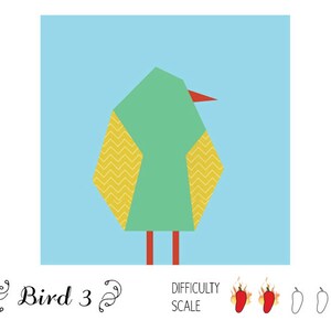 Bird 3 paper pieced quilt pattern in PDF