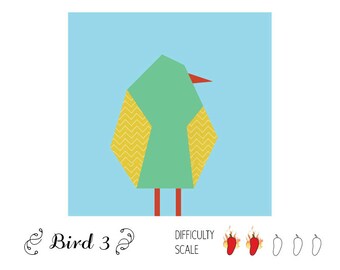 Bird 3 paper pieced quilt pattern in PDF
