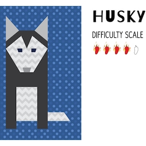 Husky paper pieced quilt pattern in PDF