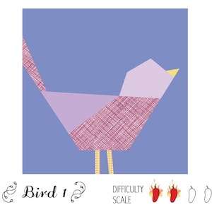 Bird 1 paper pieced quilt pattern in PDF image 1