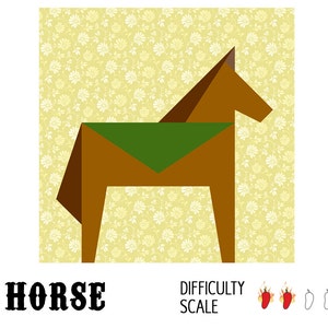 Horse paper pieced quilt pattern in PDF