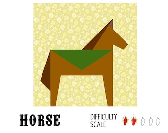 Horse paper pieced quilt pattern in PDF