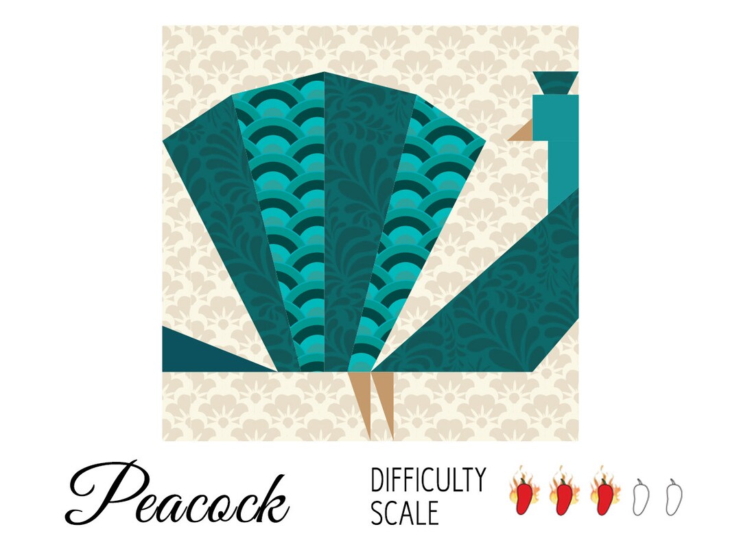 Peacock Paper Pieced Quilt Pattern in PDF Etsy