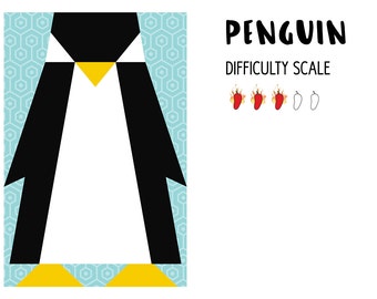 Penguin paper pieced quilt pattern in PDF