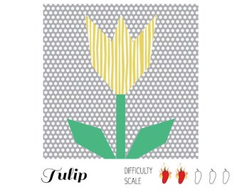 Tulip paper pieced quilt pattern in PDF