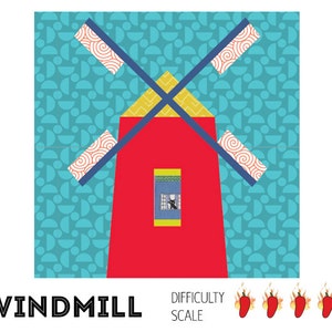 Windmill paper pieced quilt pattern in PDF