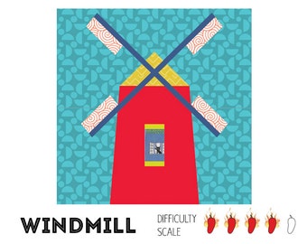Windmill paper pieced quilt pattern in PDF