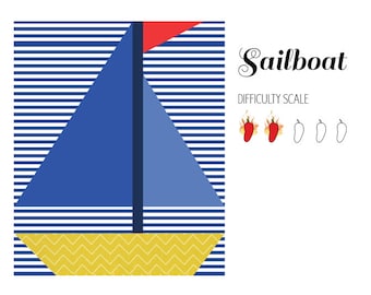 Sailboat pieced quilt pattern in PDF