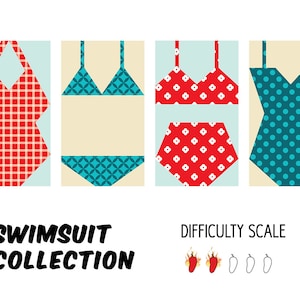 Swimsuit Collection paper pieced quilt pattern in PDF