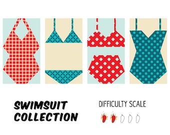 Swimsuit Collection paper pieced quilt pattern in PDF