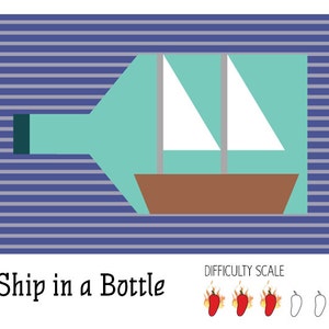 Ship in a Bottle pieced quilt pattern in PDF