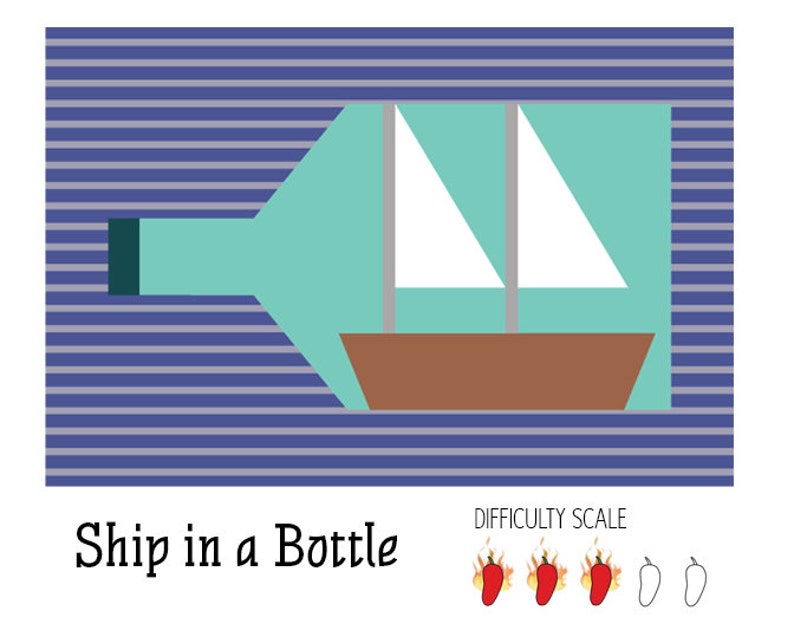 Ship in a Bottle pieced quilt pattern in PDF image 1