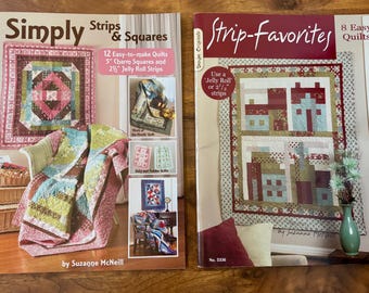 Suzanne McNeill Quilting Book Lot - Simply Strips + Squares (12 Easy to Make Quilts), Strip Favorites 8 Easy Quilts