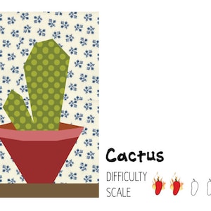 Cactus paper pieced quilt pattern in PDF