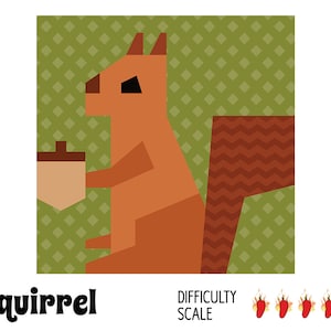 Squirrel paper pieced quilt pattern in PDF