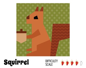 Squirrel paper pieced quilt pattern in PDF