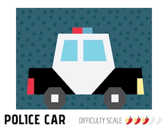 Police Car paper pieced quilt pattern in PDF