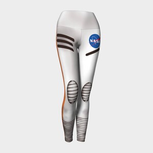 Astronaut NASA leggings, Art printed science theme pants, Space program moon landing, Custom nerd culture geek clothes Women engineer STEM image 2