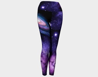 Milky Way Galaxy space leggings, Art printed science theme pants nebula NASA astronaut Hubble space telescope, Custom nerd culture geek wear