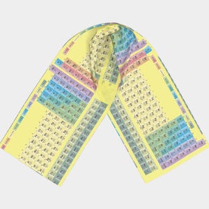 Periodic table scarf element chemistry fashion accessory high quality poly chiffon Computer Science artist original art print chic geek wear